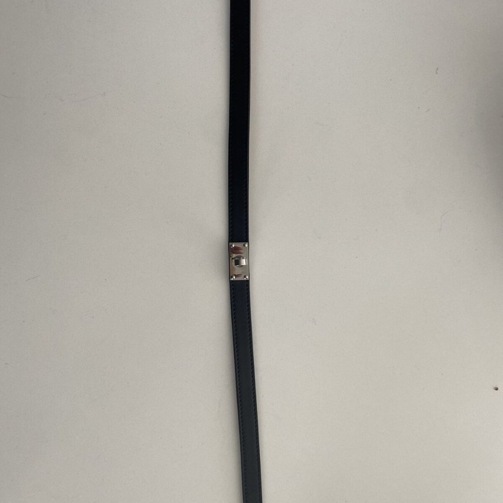 Hermès Kelly Double Tour Black Leather & Palladium Plated Wrap Bracelet - Size M - Picture 6 of 10